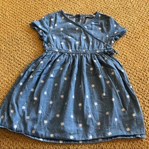 Old Navy girls cotton chambray dress with small printed palm trees size …